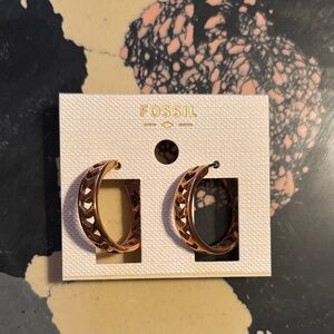 Fossil Copper-Tone Cut-Out Hoop Earrings